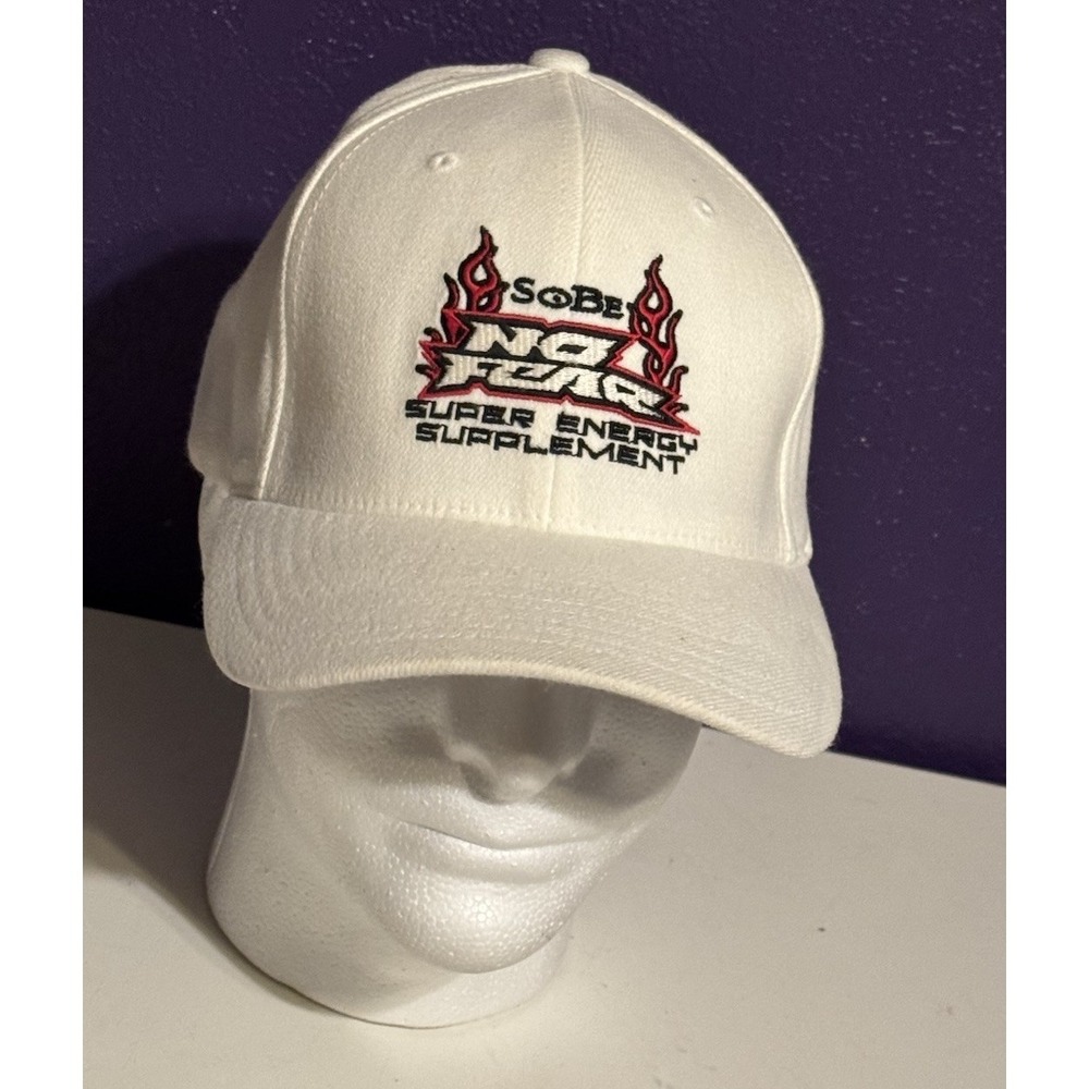 Vintage Sobe No Fear Super Energy Flexfit Hat L/XL Flames Bam Jackass Y2K JNCO